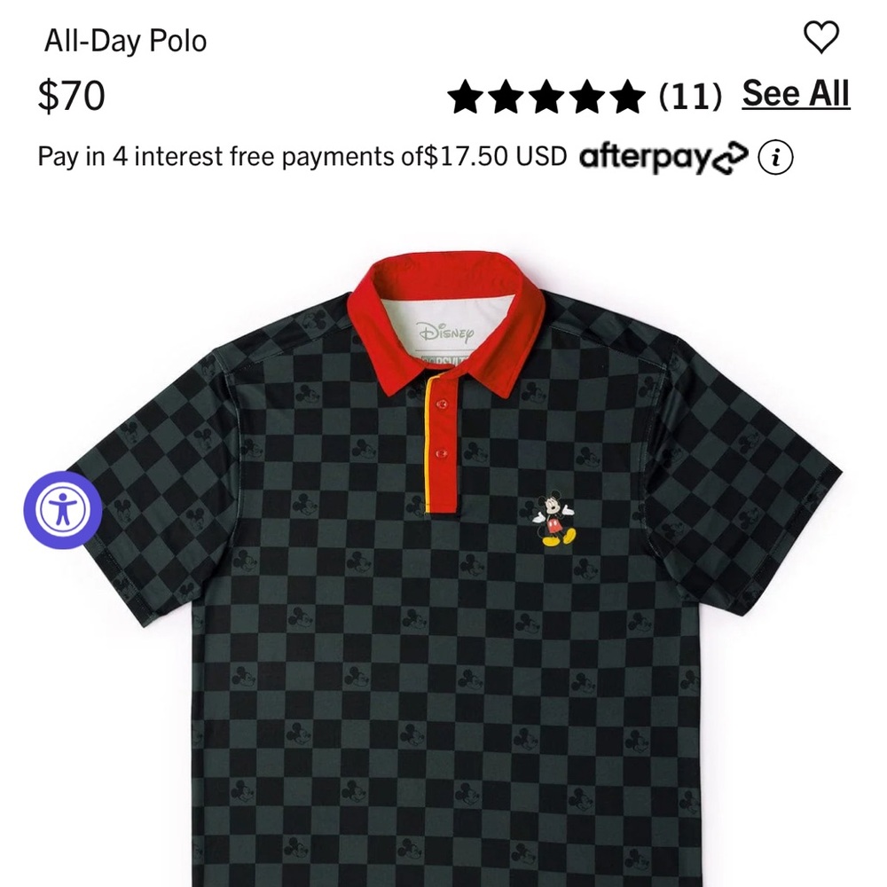 RSVLTS Disney Mickey Mouse Men’s polo NWT